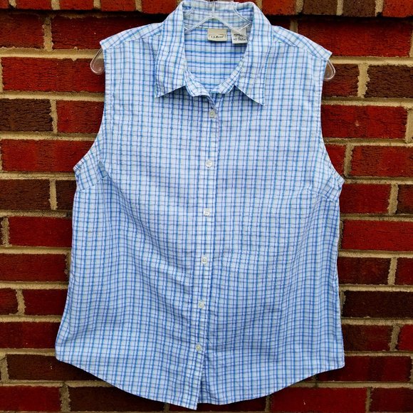 L.L. Bean Tops - 🎉HP🎉 LL Bean Women's Cotton Sleeveless Button-Up Shirt  with Bust Darts